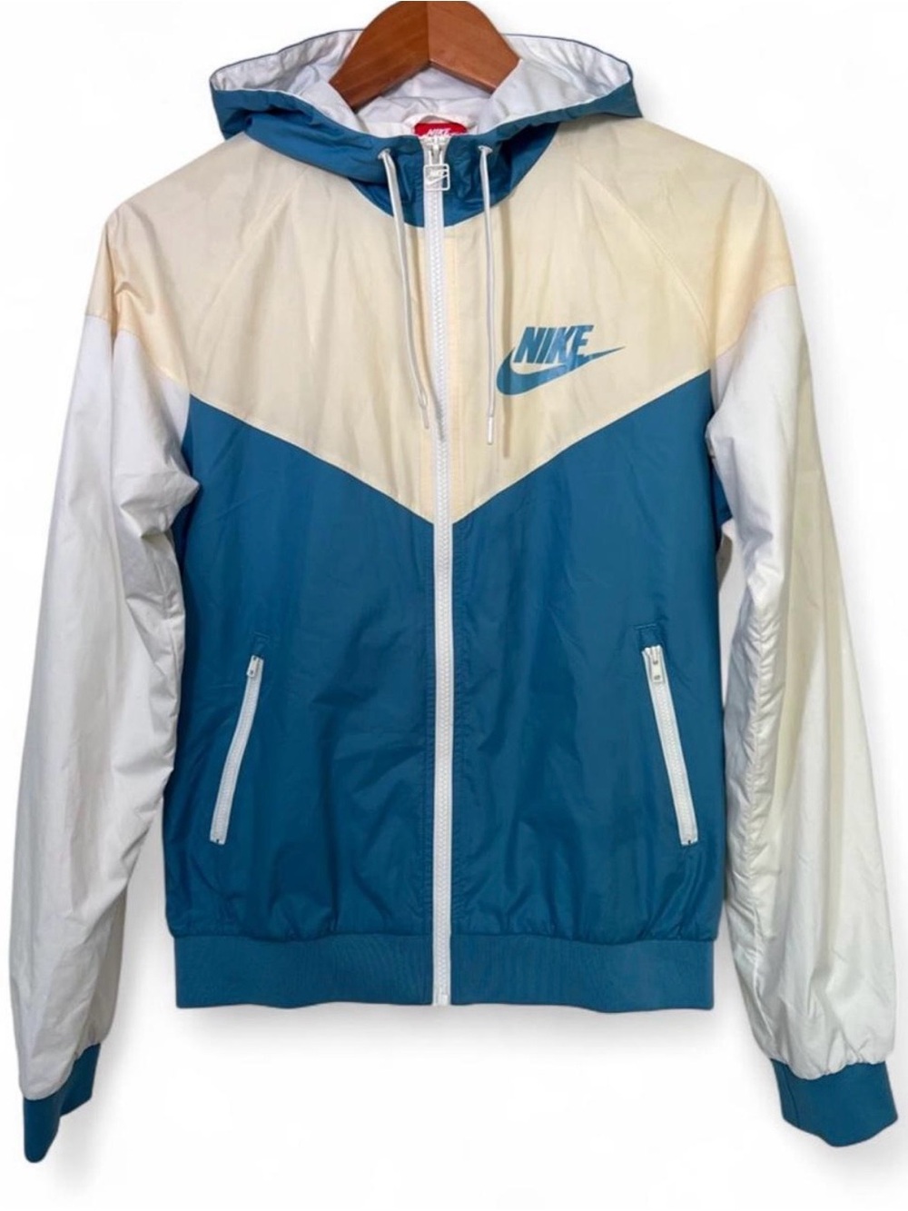 Nike Women's Y2K Windrunner Full-Zip Hooded Windbreaker Jacket Blue Cream White